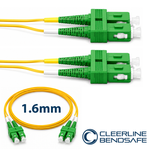 SC APC to SC APC Duplex 1.6mm Patch Cables - BendSafe