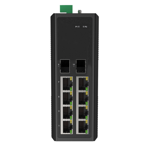 1G Industrial Fiber-Enabled Network Switch - 2 SFP x 8 RJ45 with PoE+
