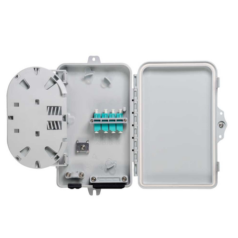 Fiber Enclosure - Indoor/Outdoor Plastic Wall-Mount for 4 Adapters